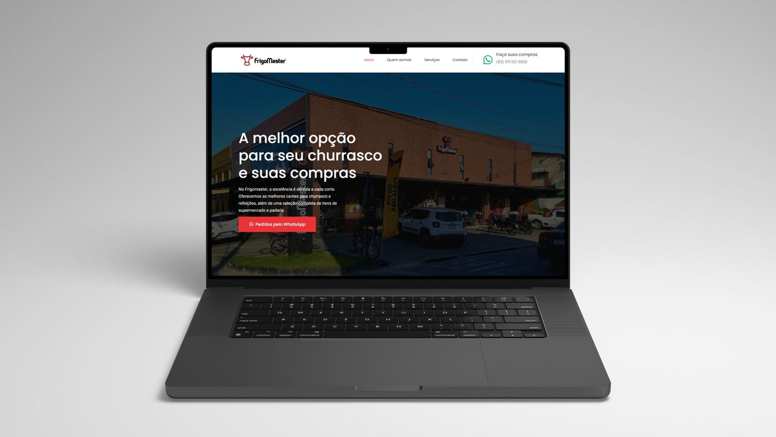 Imagem de computador exibindo o site Frigomaster.com.br desenvolvido pela Odoiá Design