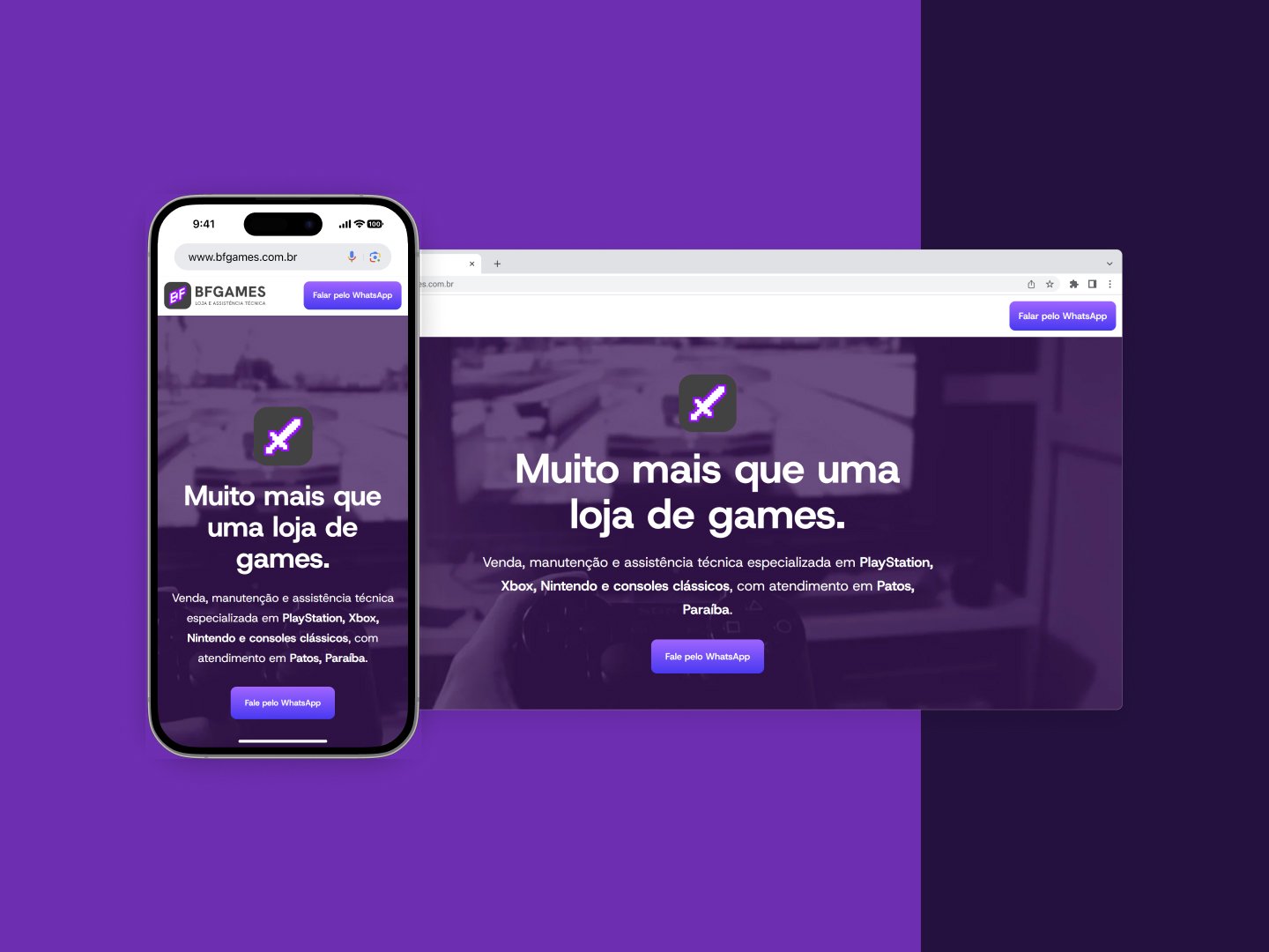 Imagem demonstrativa de um site. BFGames.